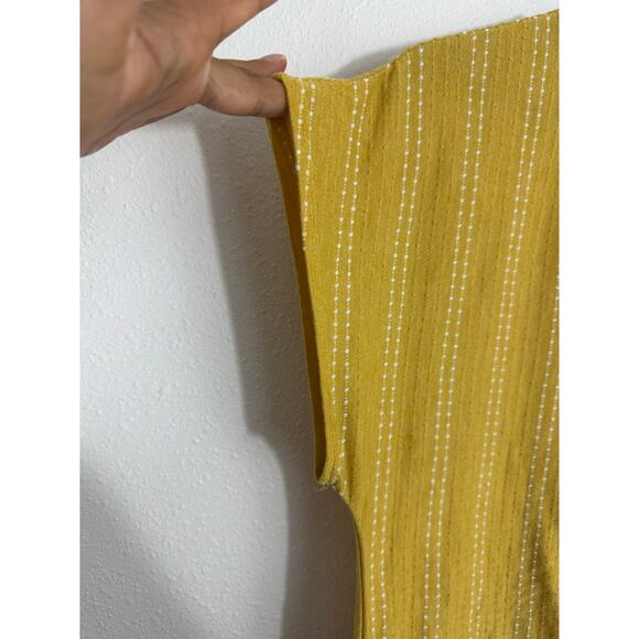 Anthropologie W5 Yellow Striped Tie Front Blouse Large Made in USA - Picture 2 of 5